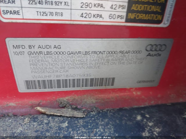 2008 AUDI A3 WAUHF78P18A075935 Photo 8
