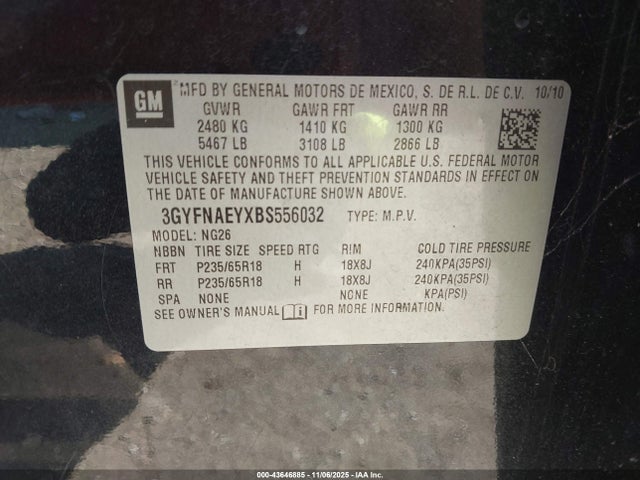 2011 CADILLAC SRX 3GYFNAEYXBS556032 Photo 8