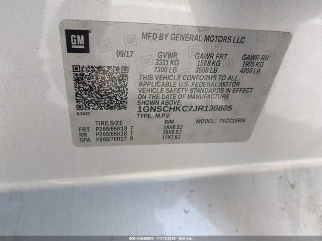 1GNSCHKC7JR130805 Chevrolet Suburban Lt