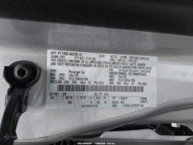 2015 FORD FOCUS 1FADP3K26FL380245 Photo 8