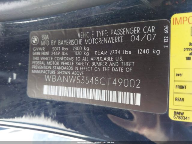 2008 BMW 550I WBANW53548CT49002 Photo 8