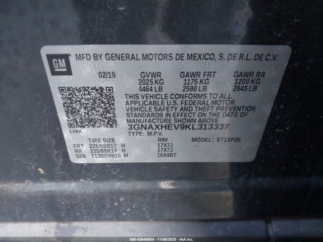 2019 CHEVROLET EQUINOX 3GNAXHEV9KL313337 Photo 8
