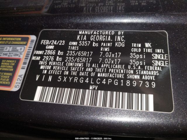 2023 KIA SORENTO 5XYRG4LC4PG189739 Photo 8