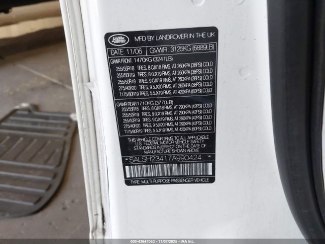 2007 LAND ROVER RANGE ROVER SPORT SALSH23417A990424 Photo 8