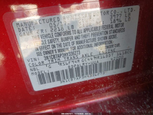 3N1CB7AP3HY336273 Nissan Sentra