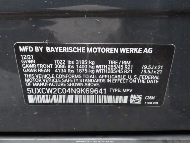 2022 BMW X7 5UXCW2C04N9K69641 Photo 8