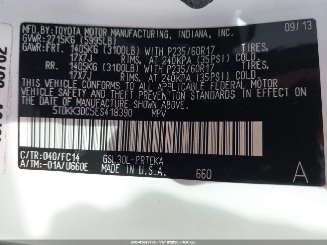 2014 TOYOTA SIENNA 5TDKK3DC5ES418390 Photo 8