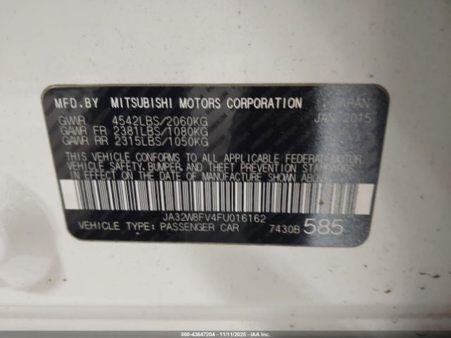 2015 MITSUBISHI LANCER EVOLUTION JA32W8FV4FU016162 Photo 8