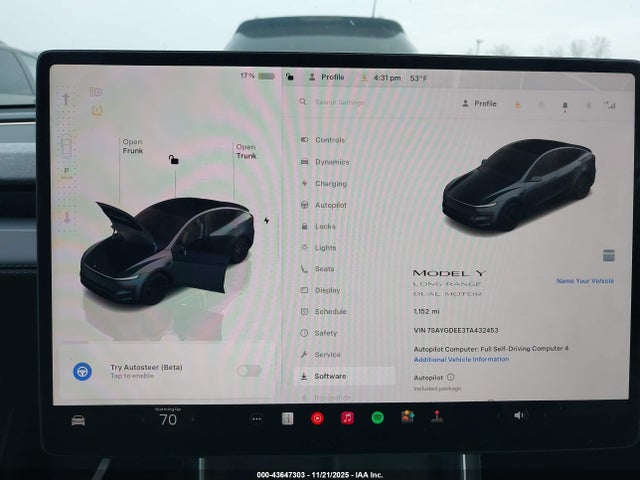 Продаж на аукціоні авто 2026 Tesla Model Y Long Range Dual Motor All-wheel Drive/long Range Launch Series, vin: 7SAYGDEE3TA432453, номер лоту: 43647303