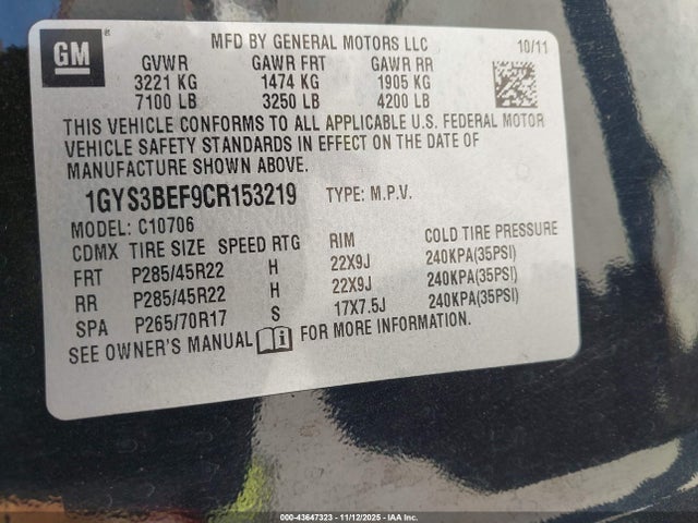 2012 CADILLAC ESCALADE 1GYS3BEF9CR153219 Photo 8