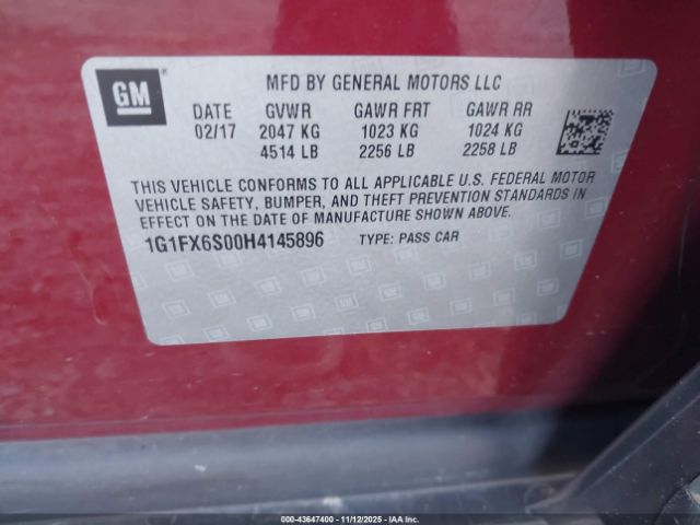 2017 CHEVROLET BOLT EV 1G1FX6S00H4145896 Photo 8