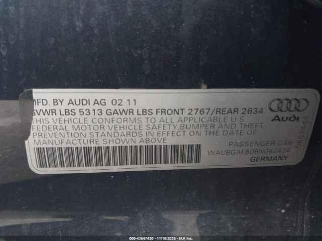 2011 AUDI A6 WAUBGAFB0BN062424 Photo 8
