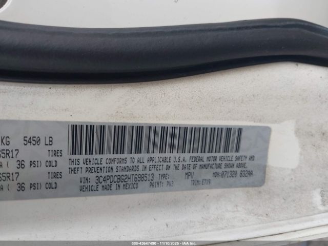 2017 DODGE JOURNEY 3C4PDCBG2HT698513 Photo 8