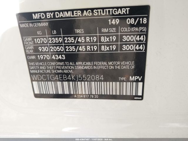 2019 MERCEDES-BENZ GLA 250 WDCTG4EB4KJ552084 Photo 8