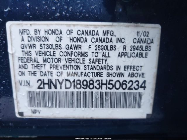 2003 ACURA MDX 2HNYD18983H506234 Photo 8