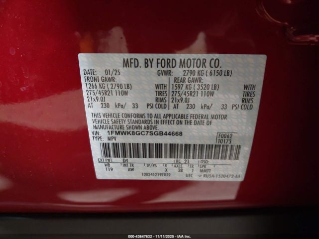 2025 FORD EXPLORER 1FMWK8GC7SGB44668 Photo 8