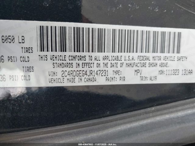 2018 DODGE GRAND CARAVAN 2C4RDGEG4JR147231 Photo 8