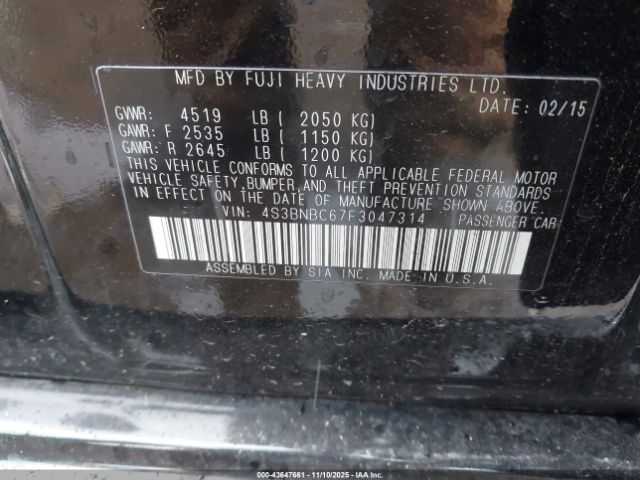 2015 SUBARU LEGACY 4S3BNBC67F3047314 Photo 8