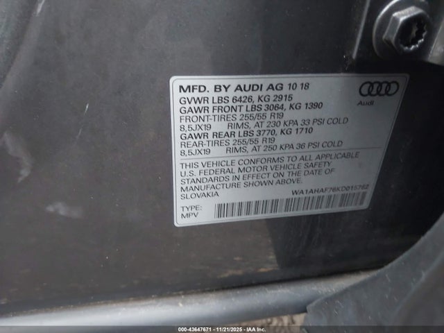 2019 AUDI Q7 WA1AHAF76KD015762 Photo 8