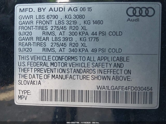 2015 AUDI Q7 WA1LGAFE4FD030454 Photo 8