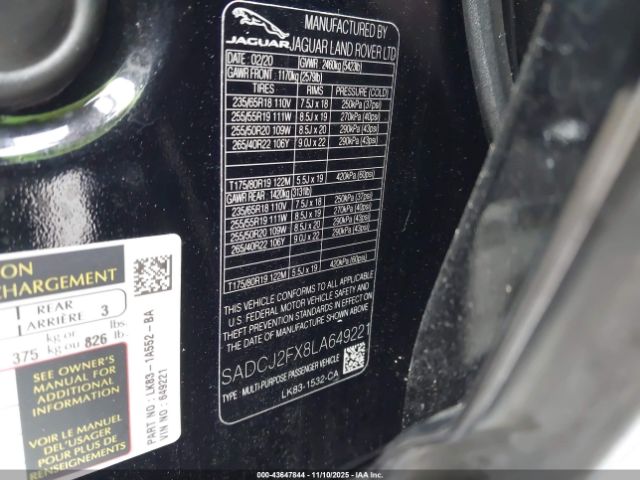 2020 JAGUAR F-PACE SADCJ2FX8LA649221 Photo 8