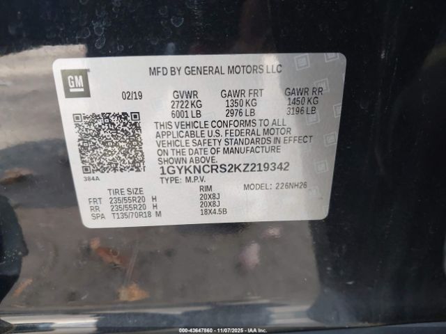 2019 CADILLAC XT5 1GYKNCRS2KZ219342 Photo 8