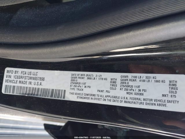 2021 RAM 1500 1C6SRFST3MN657898 Photo 8
