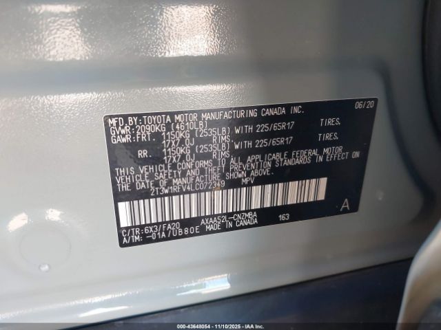 2020 TOYOTA RAV4 2T3W1RFV4LC072349 Photo 8