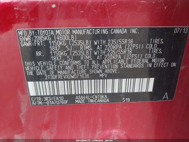 2013 TOYOTA RAV4 2T3DFREVXDW071636 Photo 8