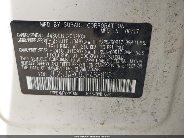 JF2SJARC9JH468838 Subaru Forester 2.5i Limited