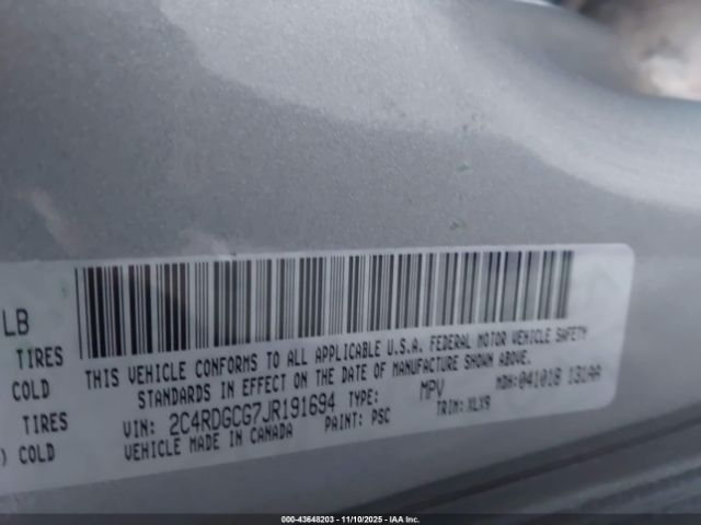 2018 DODGE GRAND CARAVAN 2C4RDGCG7JR191694 Photo 8