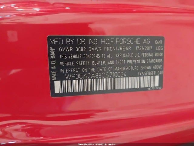 2012 PORSCHE BOXSTER WP0CA2A89CS710064 Photo 8