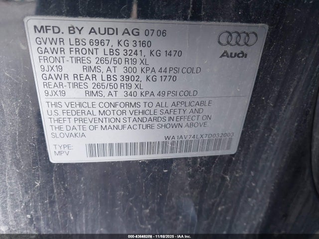 2007 AUDI Q7 WA1AV74LX7D032003 Photo 8