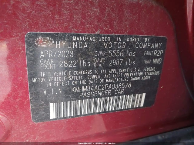 KMHM34AC2PA038578 Hyundai Ioniq 6 Sel