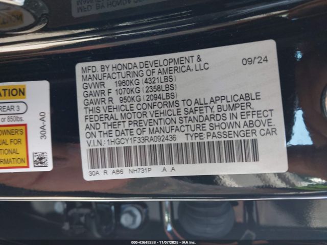 2024 HONDA ACCORD 1HGCY1F33RA092436 Photo 8
