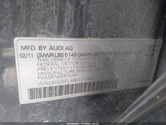 2011 AUDI S4 WAUKGAFL6BA114851 Photo 8
