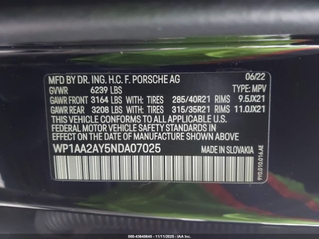 2022 PORSCHE CAYENNE WP1AA2AY5NDA07025 Photo 8