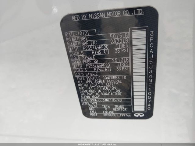 2022 INFINITI QX55 3PCAJ5J34NF105740 Photo 8