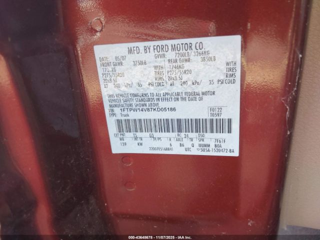 2007 FORD F-150 1FTPW14V87KD05186 Photo 8