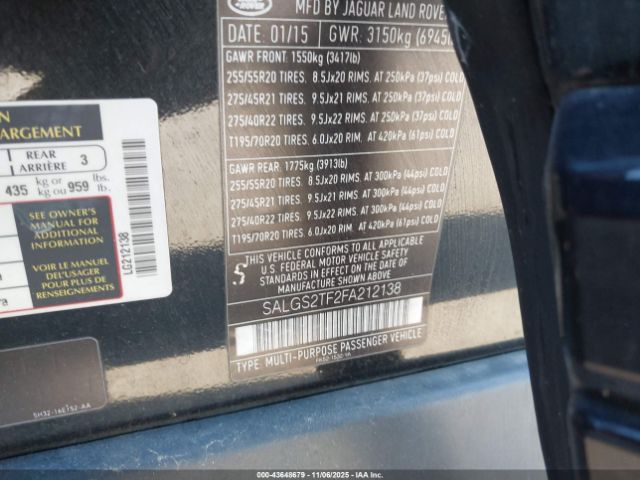 2015 LAND ROVER RANGE ROVER SALGS2TF2FA212138 Photo 8