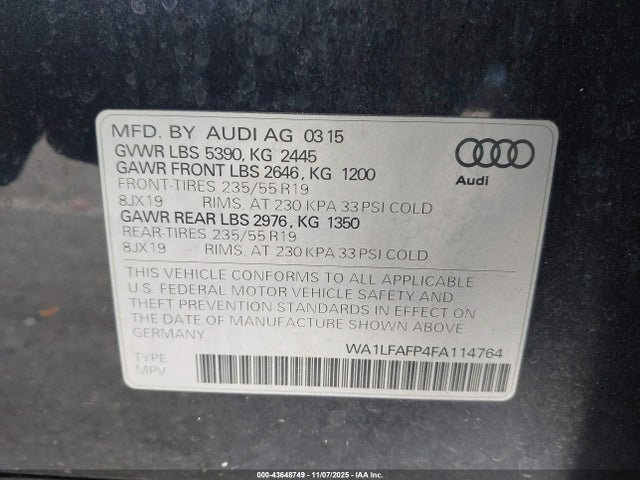 2015 AUDI Q5 WA1LFAFP4FA114764 Photo 8