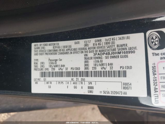2017 FORD FIESTA 3FADP4BJ0HM168990 Photo 8