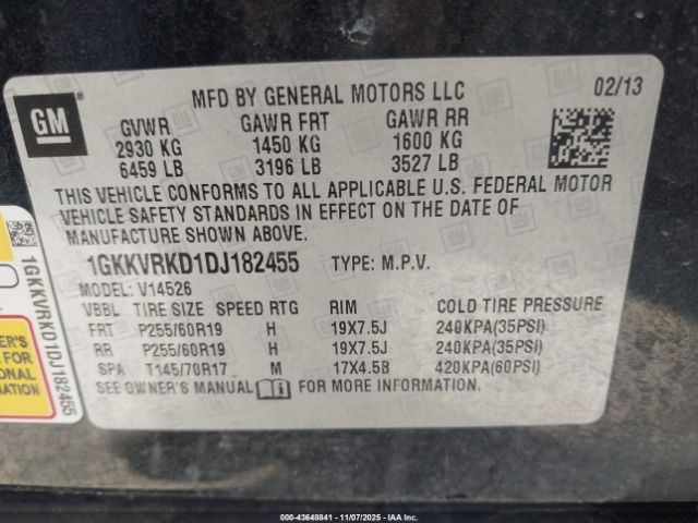 2013 GMC ACADIA 1GKKVRKD1DJ182455 Photo 8