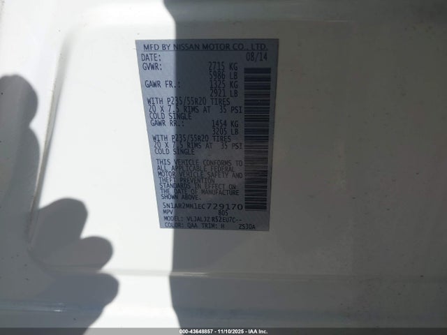 2014 NISSAN PATHFINDER 5N1AR2MN1EC729170 Photo 8