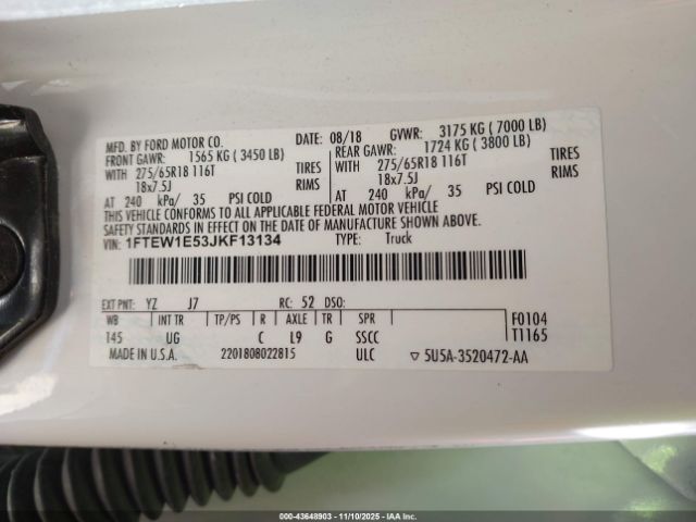 2018 FORD F-150 1FTEW1E53JKF13134 Photo 8