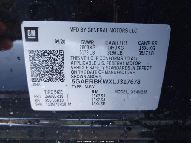 2020 BUICK ENCLAVE 5GAERBKWXLJ317678 Photo 8