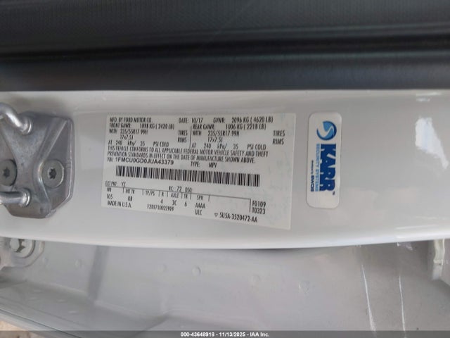 1FMCU0GD0JUA43379 Ford ESCAPE SE