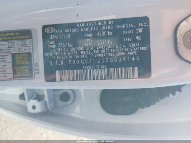 2016 KIA OPTIMA 5XXGV4L25GG039146 Photo 8