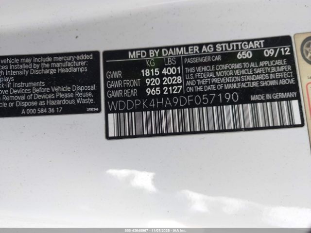 2013 MERCEDES-BENZ SLK 250 WDDPK4HA9DF057190 Photo 8