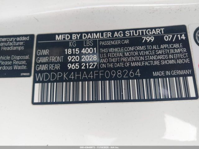 2015 MERCEDES-BENZ SLK 250 WDDPK4HA4FF098264 Photo 8